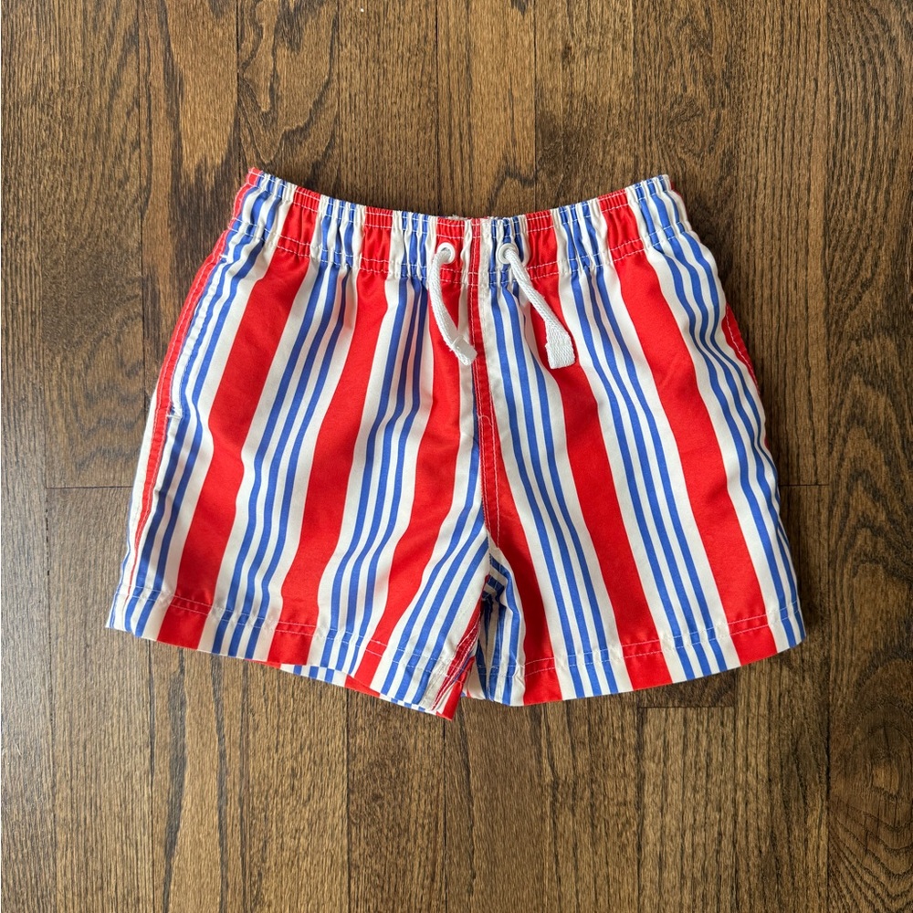 Hanna Andersson Red and Blue Striped Swim Shorts